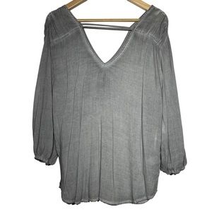 Young Fabulous & Broke Gray Womens V Neck 3/4 Sleeves Size Large 100% Rayon